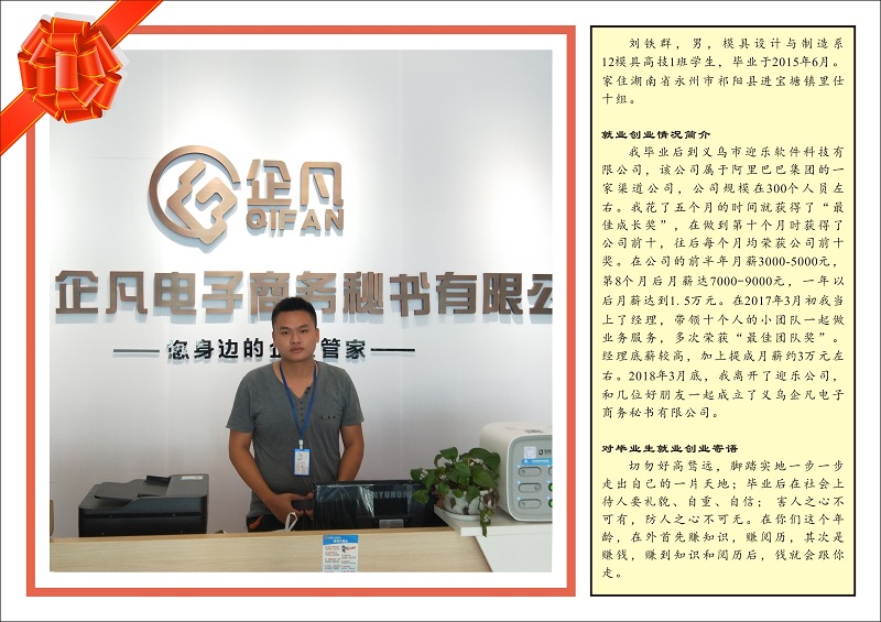 優(yōu)秀畢業(yè)生模具設(shè)計與制造系12模具高技1班–劉鐵群