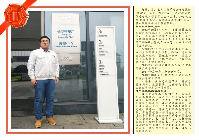 優(yōu)秀畢業(yè)生電氣工程學(xué)院09電氣技師1班–趙鋒